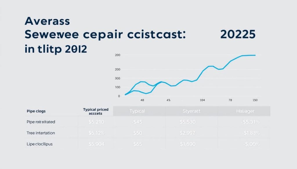 A neatly organized chart showcasing the average sewer repair costs in the USA for 2025, set against a clean, minimalist background. In the foreground, a detailed breakdown of the typical price ranges for common sewer line issues, such as pipe clogs, tree root infiltration, and cracked/collapsed pipes. The middle ground features a line graph illustrating the historical cost trends over the past 5 years, providing context for the projected 2025 estimates. The background is a soft, muted gradient, allowing the data visualizations to take center stage. The overall mood is informative and data-driven, with a touch of modern, professional aesthetics to align with the article's subject matter. A neatly organized chart showcasing the average sewer repair costs in the USA for 2025, set against a clean, minimalist background. In the foreground, a detailed breakdown of the typical price ranges for common sewer line issues, such as pipe clogs, tree root infiltration, and cracked/collapsed pipes. The middle ground features a line graph illustrating the historical cost trends over the past 5 years, providing context for the projected 2025 estimates. The background is a soft, muted gradient, allowing the data visualizations to take center stage. The overall mood is informative and data-driven, with a touch of modern, professional aesthetics to align with the article's subject matter.